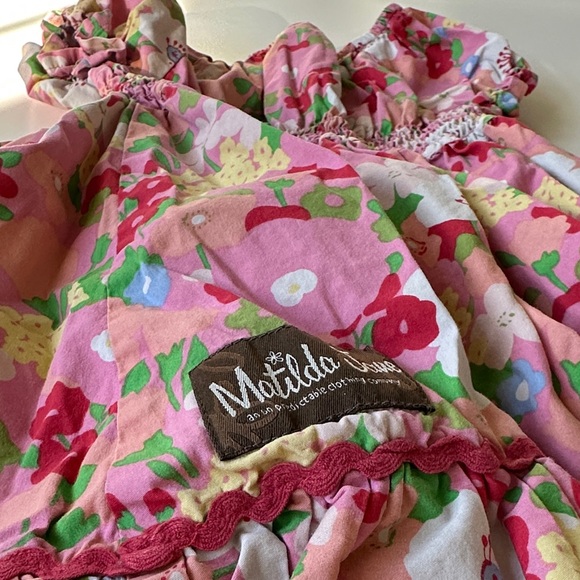 Toddler Floral Pink Dress with Ruffle Sleeves - Picture 4 of 6